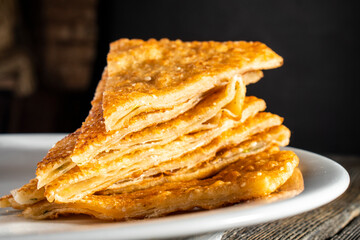 Homemade Chinese green onion pancakes. Fried Green Onion Cakes