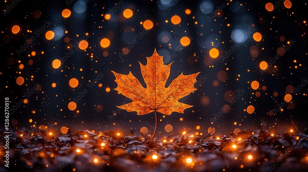 Poster leaf illuminated by soft light creating a stunning visual effect in a natural setting