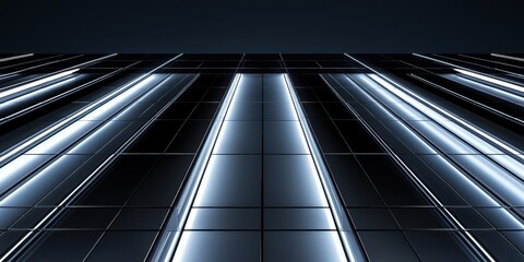 Obraz premium Aerial view of a brightly lit building showcasing intricate architectural details and vibrant light displays against the night sky.