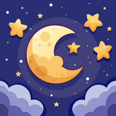 Obraz premium Crescent Moon Night