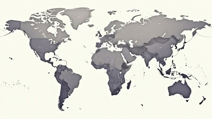 Fototapeta premium A Detailed World Map Showing Global Regions and Territories with Subtle Embossing Effect
