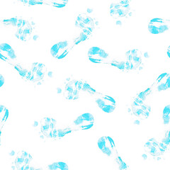 Blue Footprints Pattern on White Background