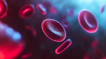 Illustration of a blood cell in detail with colorful representation and structure