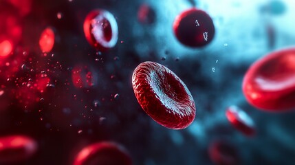 Microscopic view of red and white blood cells in a blood sample under a microscope