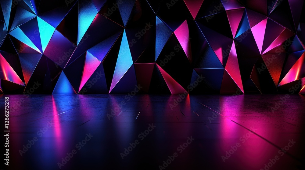 Canvas Prints abstract geometric background with vibrant neon colors and reflections for creative projects