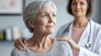 Fototapeta premium Elderly Care: Doctor Examining Shoulder Pain