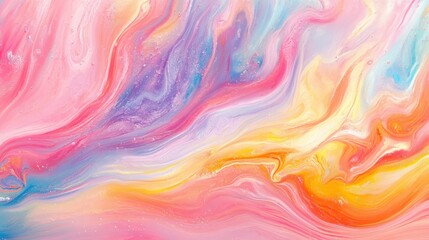 An abstract artwork featuring a vibrant swirl of paint against a stark white backdrop, showcasing dynamic colors and fluid motion.