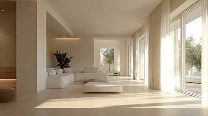 Minimalist Living Room Design With White Furniture And Natural Light