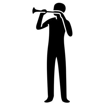 black silhouette person playing trumpet clip art preview