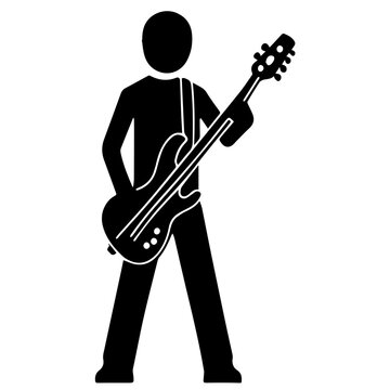 black figure playing bass guitar clip art preview