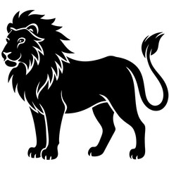 Lion Silhouette Vector Icon White Background.