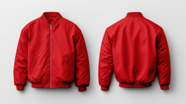 Vivid red jacket mockup with front and back views, perfect for fashion displays