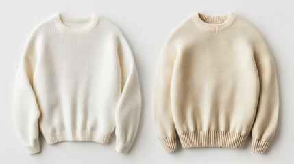 Oversized cream colored sweaters with textured fabric and ribbed cuffs