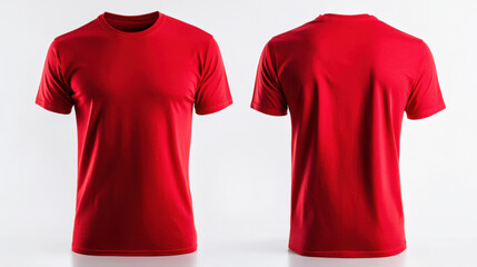Vibrant red T shirt mockup showcasing front and back views, perfect for design