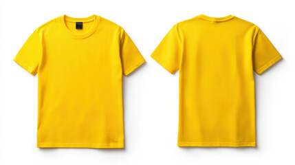 Bright yellow t shirt with front and back views, perfect for casual wear