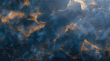 Obraz premium A detailed close-up of a blue and gold marble pattern set against a contrasting black background, showcasing vibrant colors and textures.