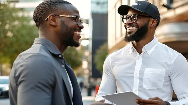 Customer service representative assisting a client with a smile