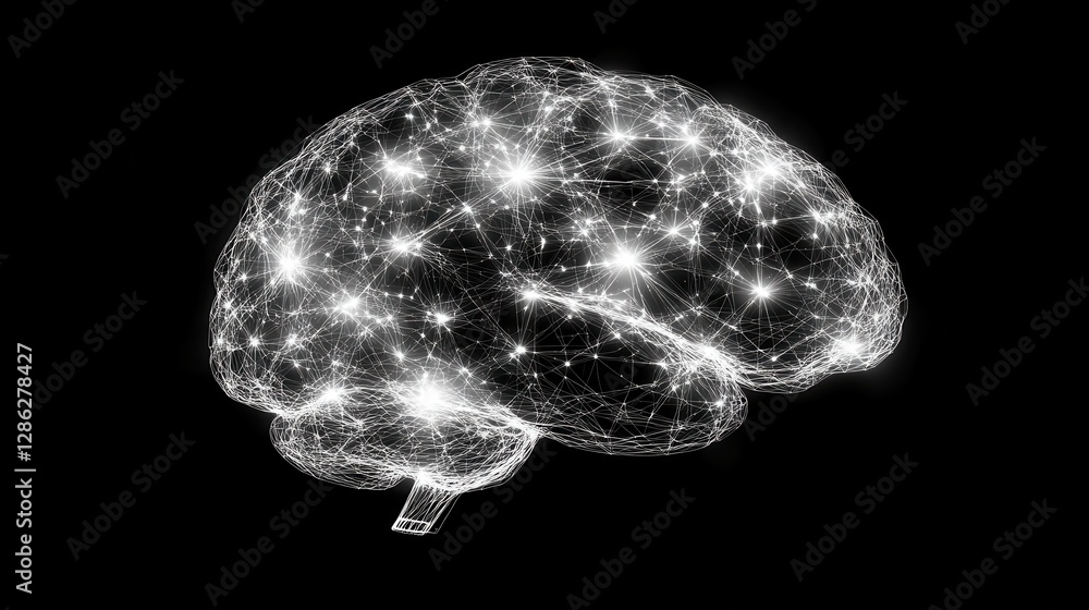 Poster visualizing the intricate neural networks of the brilliant human brain