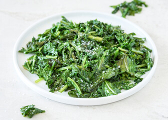 Sauteed Kale Served with Sesame Seeds