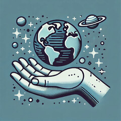 hand drawn illustration with earth