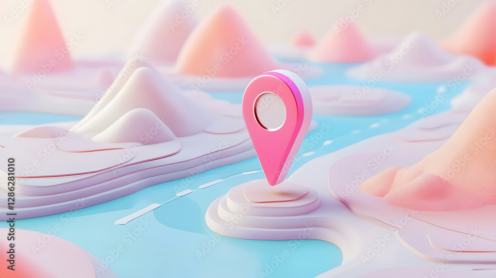 Poster Pastel Hued 3D Geometric Shapes and Curves Floating on a Minimalist Backdrop with Soft Fluid Surfaces and Patterns Showcasing a Captivating Digital Artwork