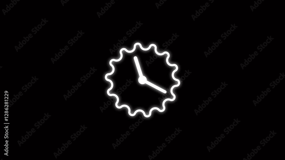 Poster clock icon with moving arrows in 12 hour . stopwatch animation. stopwatch animated icon. clock with 