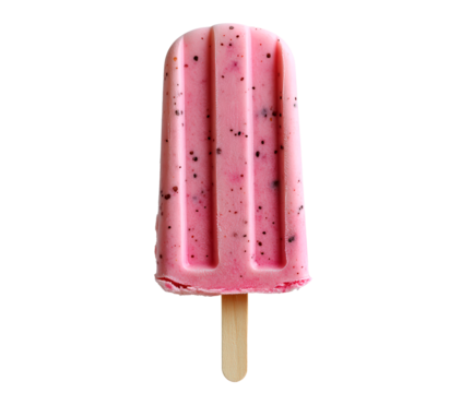 Pink popsicle on a stick isolated on transparent background