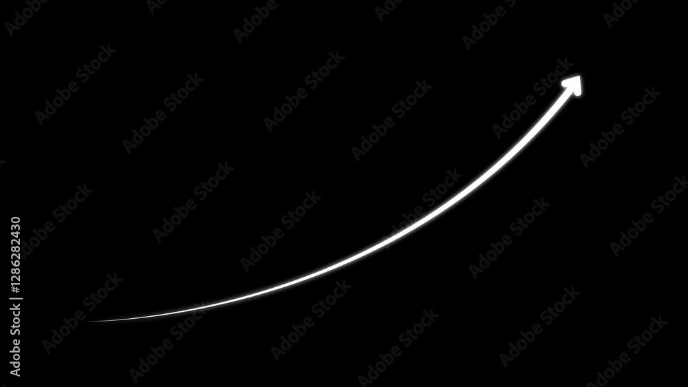 Poster business arrow animation. rising arrow transparent channel. business growth arrow and graph chart, b