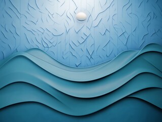 Serene Teal Waves Abstract Wall Art Soft Light. AI Generated