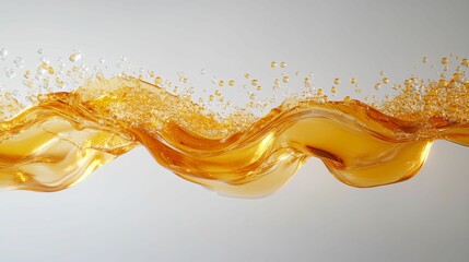 Golden Liquid Wave Splashes and Bubbles