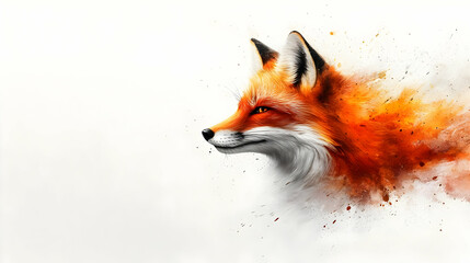 Obraz premium A stunning artistic representation of a fox, highlighting its vibrant orange fur and keen expression against a minimalist background.