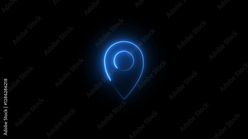 Poster map pin animation concept.4k motion animation.destination pin and icon.location icon. looping animat