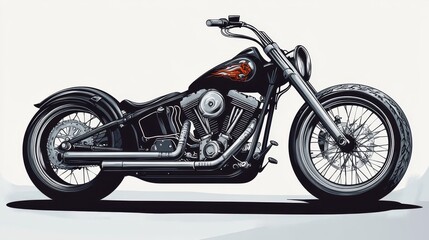 Fototapeta premium Classic Chopper Motorcycle Illustration - A detailed illustration of a classic chopper motorcycle