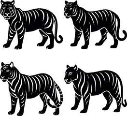 Stylized Tiger Silhouette Vector Icon Wildlife & Fierce Theme.