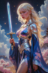 Fantasy Sword Maiden – Elegant Female Warrior Character Art.