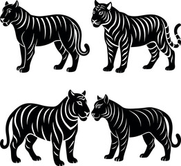Stylized Tiger Silhouette Vector Icon Wildlife & Fierce Theme.