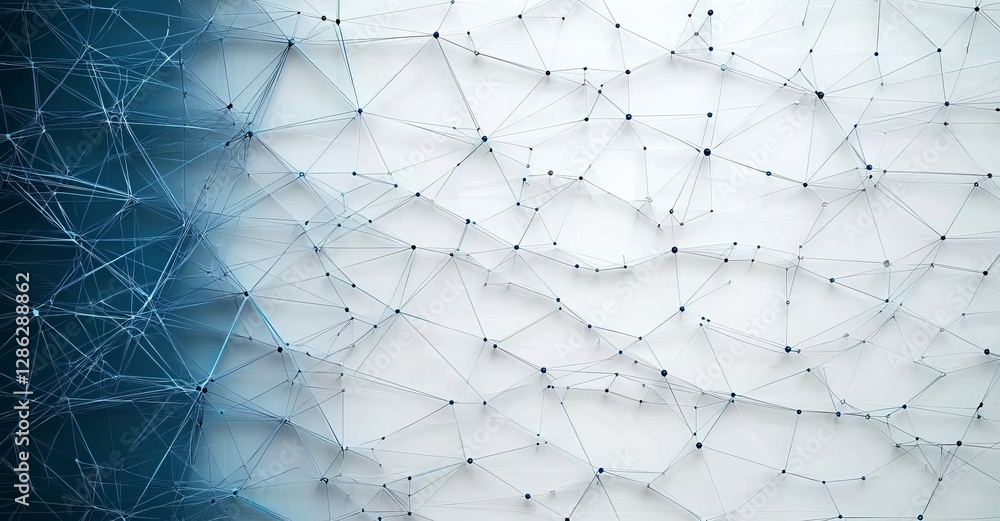 Poster modern network technology represented by dots and lines on a desktop