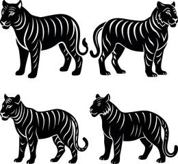 Obraz premium Black Tiger Silhouette Vector Icon Crisp & Detailed.