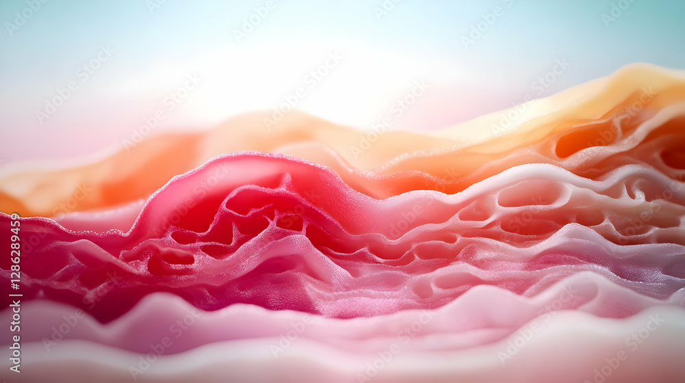 Poster a vibrant abstract wave pattern showcasing flowing colors, creating a sense of depth and motion in a