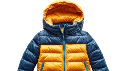 Colorful padded jacket perfect for winter outdoor activities and adventures for children in cold weather