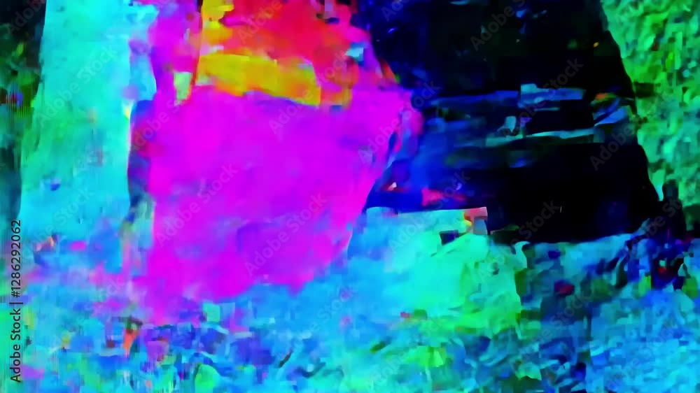 Poster vibrant colors and patterns swirl and shift across the screen, creating an engaging abstract visual 