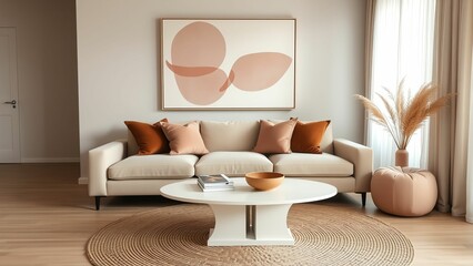 Elegant Living Room Design Soft Colors and Modern Furniture Create a Warm, Inviting Atmosphere