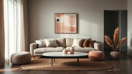 Elegant Living Room Design Soft Colors and Modern Furniture Create a Warm, Inviting Atmosphere