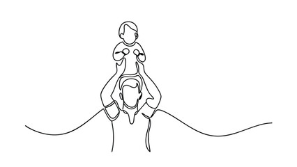 Single Line Drawing Father, Baby, Joy, Love, Family, Happiness, Care, Bond, Child, Portrait