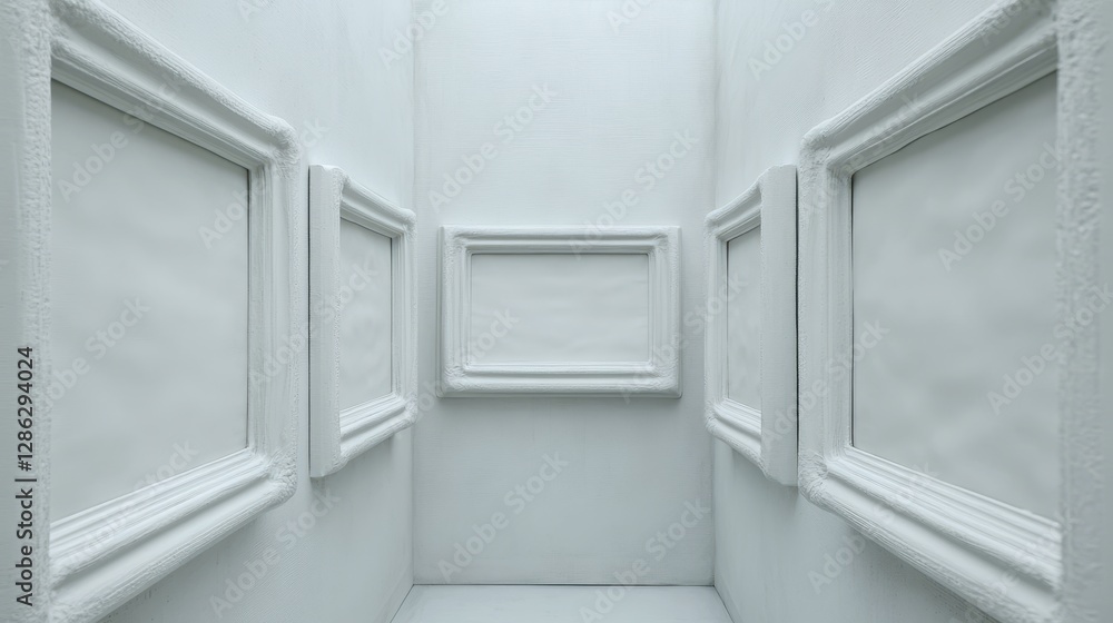 Poster a minimalist white room features a large window and a pristine white floor, creating a bright and ai