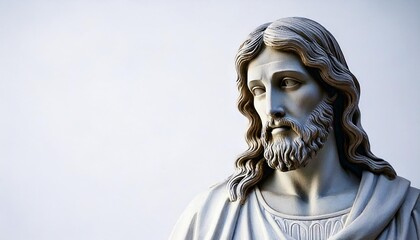 Obraz premium portrait of a white jesus statue on a plain white background