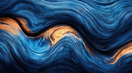 A vibrant close-up showcasing a dynamic wave pattern in blue and orange hues, capturing the fluidity and energy of the design.