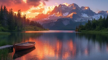 sunset on the lake