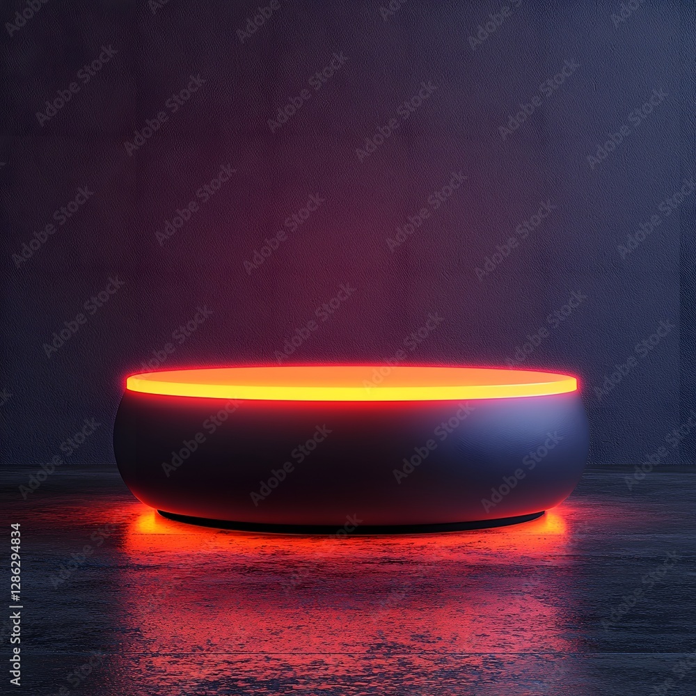 Poster glowing circular table with sleek gradient background for product presentation