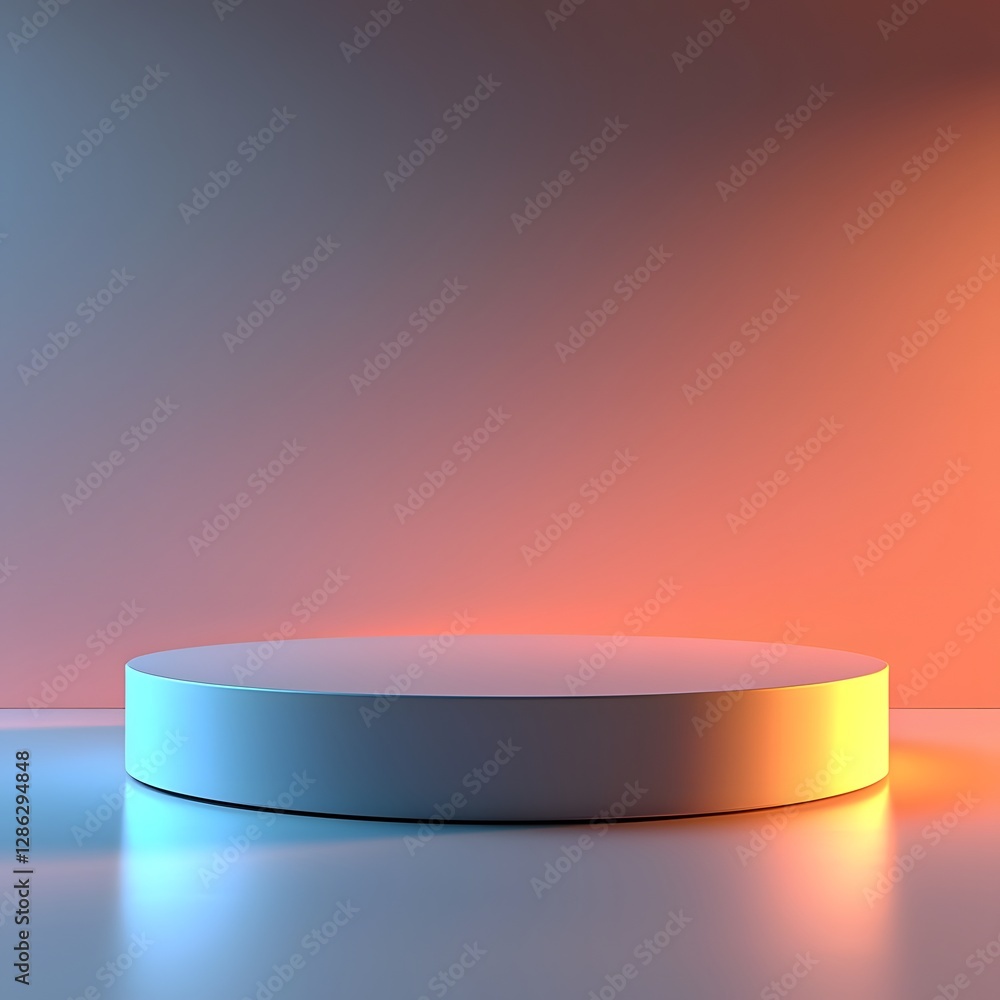 Poster glowing circular table with soft gradient background for product display